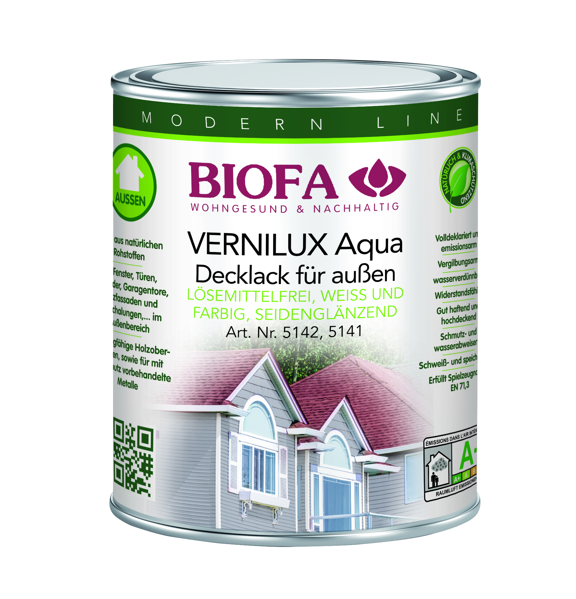 VERNILUX Aqua Decklack für außen weiß, lösemittelfrei
