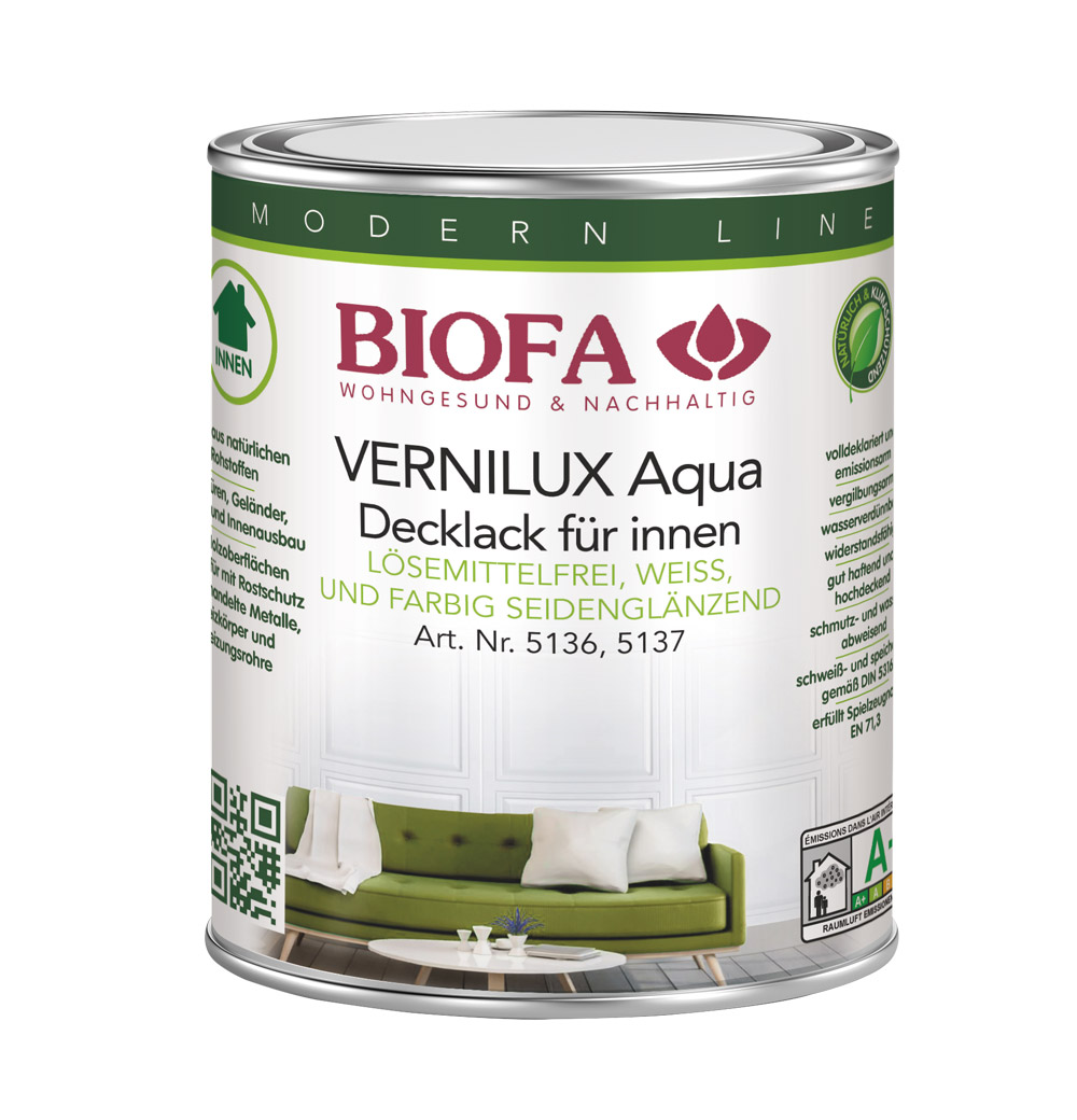VERNILUX Aqua Decklack für innen seidenglänzend farbig lösemittelfrei